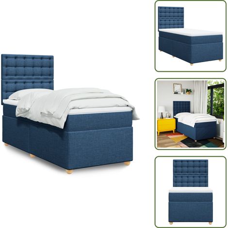 Boxspringbett mit Matratze Blau 80x200 cm Stoff - Boxspringbett - Doppelbett - Schlafraum - Bettsystem - Liegekomfort (1/5)