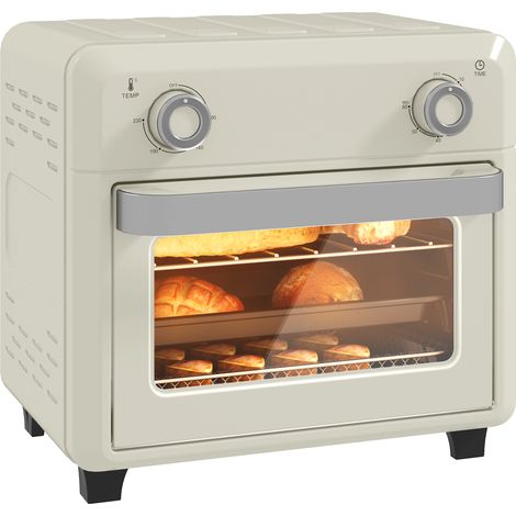 HOMCOM 10L Air Fryer Oven, Electric Oven, Grill, Roast, Bake, 1000W, Cream (1/5)