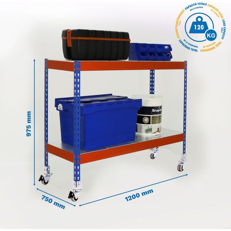 Simonrack Metallregal mit Rollen blau/orange/galgau