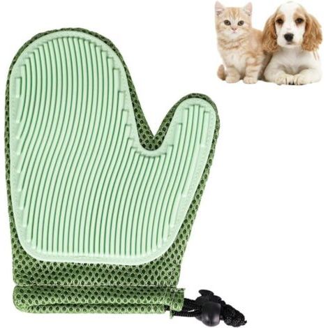 QORVA-Gant de toilettage doux pour animaux de compagnie - Gant de brosse pour chat - Gant efficace pour enlever les poils d'animaux de compagnie - Outil de massage adapté aux chiens et chats