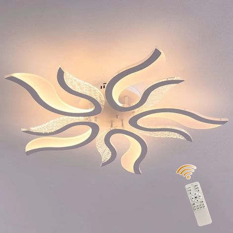 Ganeed Modern LED Ceiling Light, 50W Flush Mount Ceiling Chandeliers Lights Fixture, Dimmable Acrylic Flame Shape Ceiling Lamp Chandelier for Living Room, Hallway, Bedroom, with remote control (1/5)