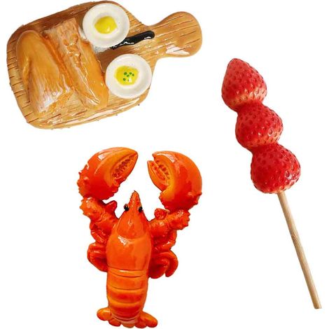3 aimants pour réfrigérateur, en résine colorée, forme alimentaire, décoration cuisine et bureau (1/5)