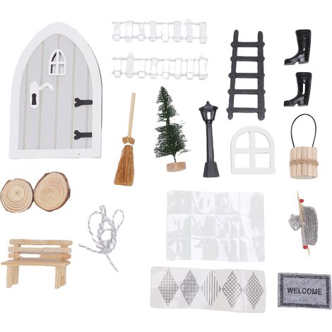 Kit di porta fatata in legno, miniature per giardino degli elfi natalizi, realistiche e dettagliate, accessori per casa delle bambole (1/5)