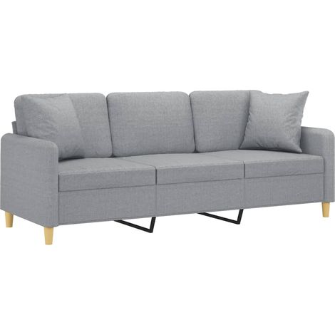 Sofá de 3 plazas con cojines tela gris claro 180 cm vidaXL