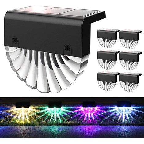 Vtizikl Lumières de pont solaire alimentées à l'extérieur 6 pack RVB Étapes lumières imperméables LED Lumières de clôture Convient aux escaliers d'extérieur Escaliers Étape Bordure de garde-corps et p (1/5)