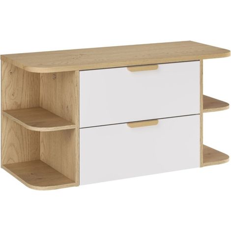 OSTER 100cm Hängendes Badezimmer-Set: Unterschrank mit Schubladen und sichtbaren Fächern + Platte für Waschbecken