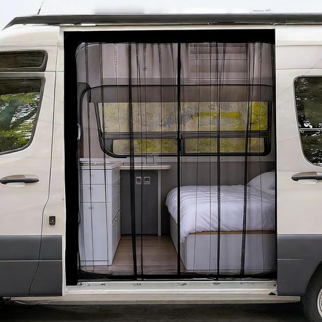 Pare-Insectes Magnétique Pour Fourgon, 150 X 110 Cm Moustiquaire Pour Voiture, Pour Porte Coulissante, Pour Camping Et Plein Air, Noir (1/5)