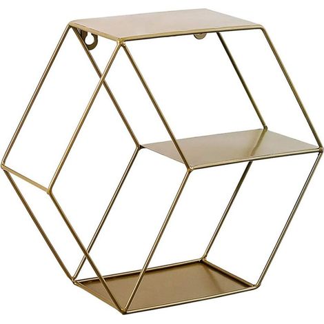 Fer Hexagonal Grille Murale étagère Art Combinaison Tentures Décoration pour Salon Chambre (Copper)-Fei Yu (1/4)