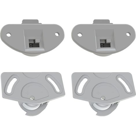 2x Ruote Rulli per ante scorrevoli carrello guida plastica scorrevole porte armadio, Grigio