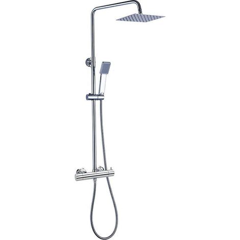 Kibath Columna Ducha monomando VERARA cuadrada de 83-126 cm acabado CROMO brillo fabricado en latón (1/5)
