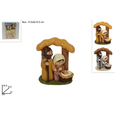 Presepe Natività Abiti Rigati con Capanna 14,5 cm (1/2)