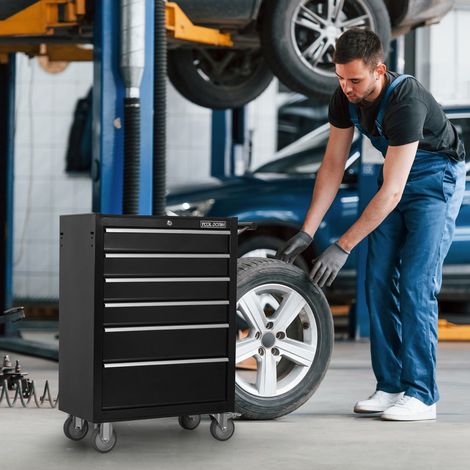 Servante d'atelier - Chariot roulant 6 tiroirs verrouillables - Métal - Mobilier garage atelier - 61.7x33x92.9(cm) (1/5)