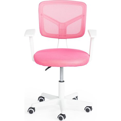 Chaise de Bureau, Chaise D'ordinateur pour Jeunes/Adolescents avec Maille Respirante, Pivotante Chaise D'étude Réglable en Hauteur avec Accoudoirs, Rose (1/5)