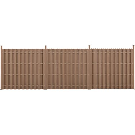 Set de 3x Valla de jardín WPC - con 11 Listones - 185 x 562 cm - Marrón [neu.holz] (1/5)