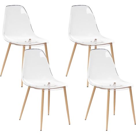 Set di 4 sedie da pranzo Moderno Minimalista Seduta in plastica Trasparente Takilma