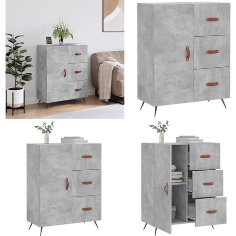 Buffet gris béton 69,5x34x90 cm bois d'ingénierie - Buffet Design Classique - Meuble Rangement - Commode Moderne - Mobilier Salon - Décoration Intérieure - Home & Living (1/5)