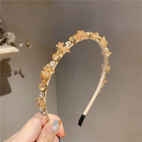 1 paquet de serre-tête en cristal et strass, bandeau de mariée brillant pour femmes et filles (champagne) (1/3)