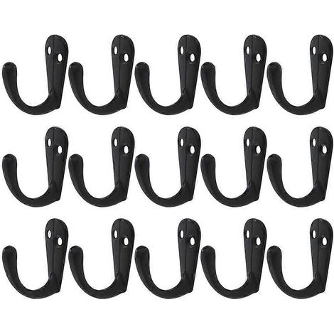 15 Stück Kleiderhaken, Wandhaken aus Zinklegierung, Ersatz-Badezimmerhaken-3.7x3.6cm-Black (1/3)