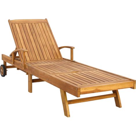 Sun Lounger Folding 1-person Brown Solid Teak Wood vidaXL