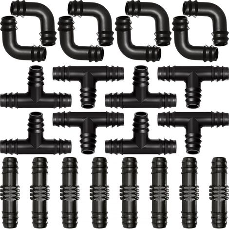 24-teiliges 16-mm-Rohrverbinder-Set, Kunststoff-Schlauchverbinder mit Widerhaken, Bewässerungsarmatur, Schlauchverbinder mit Widerhaken für Bewässerungssysteme, gemischt (1/5)