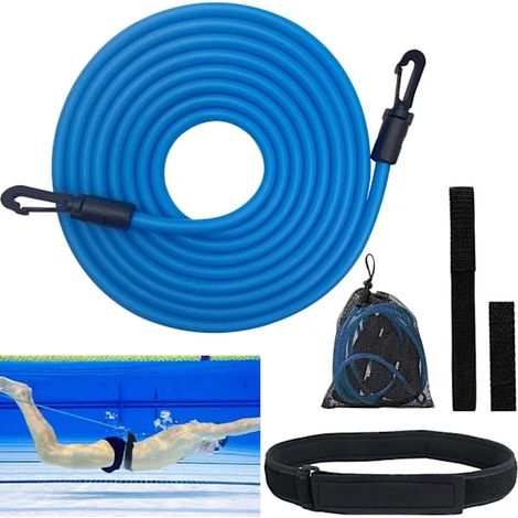 Élastique de natation ajustable pour l'entraînement en piscine, bande de résistance pour enfants et adultes, ceinture d'entraînement de 4 m adaptée à toutes les piscines (1/3)