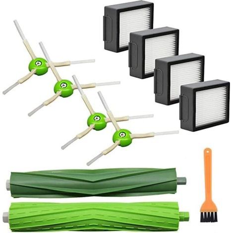 Juego de 12 piezas de repuesto para aspiradoras robot iRobot Roomba Combo I5 I5+ J5 J5+ I7 I7+ I8 I8+, que incluye 2 cepillos principales, 4 filtros HEPA y 4 cepillos laterales. (1/5)
