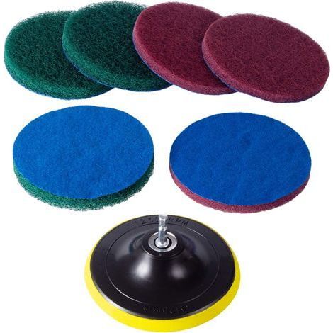 Lot de 6 Brosses à Récurer, Embout Perceuse 6,35 mm, 2 Rigidités, Pour Carrelage et Grandes Surfaces (1/5)