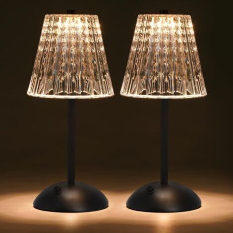 Lampe de table tactile sans fil, à intensité variable, alimentée par piles, pour chambre, salle à manger, décoration intérieure, noire, lot de 2 (1/5)