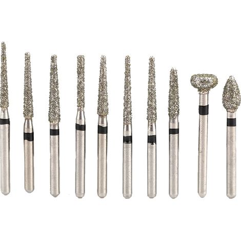 10-teiliges Set zahnärztlicher Diamantbohrer, FG 1,6 mm Hochgeschwindigkeits-Handstück, Schleifspitzen (1/5)