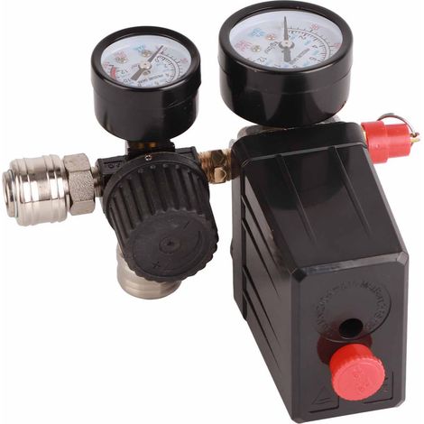 1/4 Zoll 4-Loch Kompressor-Druckschalterregler 90-120 PSI 220 V (1/5)