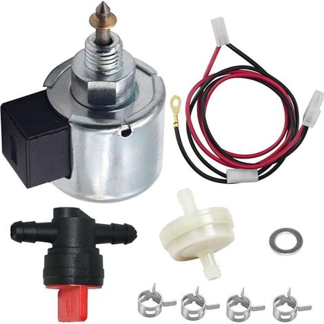 Solénoïde d'arrêt de carburant 694393 compatible avec Briggs pour Stratton 28AH76-0113-E1 moteur d'équipement de pelouse et de jardin, pour tracteur de pelouse Toro 71286 74327 (1/5)