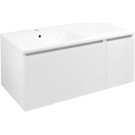 Sapho Lorea - Mueble para lavabo de 100x46x52 cm, 1 puerta, 1 cajón, lado izquierdo, blanco mate. LE070-3131-L-01 (1/5)