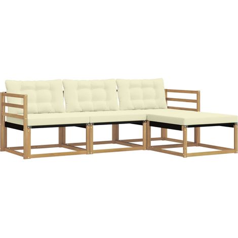 Set di divani da esterno con cuscino 4 pz Salotto da Giardino Bianco e Crema (1/5)