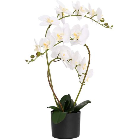 Artificial Orchid Plant with Pot White 45 x 15 x 65 cm vidaXL