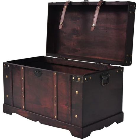 Coffre de Rangement en Bois Style Rétro - Grande Boîte de Stockage 66x38x40 cm pour Décoration Intérieure, Salon ou Chambre (1/5)