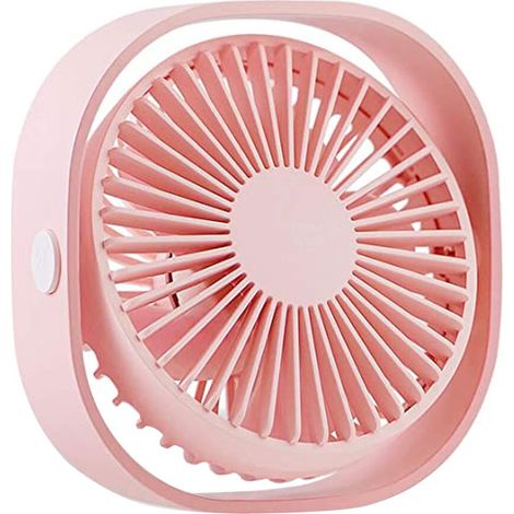 Ventilateur de bureau, connexion USB, rotation 360°, 12,3x12,3x5,5 cm, rose (1/5)