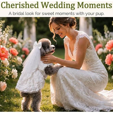 Robe pour Chien avec Voile, Robe Blanche pour Petit Chien, Robe avec Nœud, Tenue pour Mariage Anniversaire Séance Photo, S (1/2)