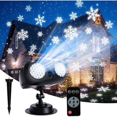 Projecteur de Flocons de Neige de Noël, Effet de Chutes de Neige Plus Large et Clair, Projecteur de Neige à Double Tête Décoration Intérieure et Extérieure pour Noël, Halloween, Jardin (1/5)