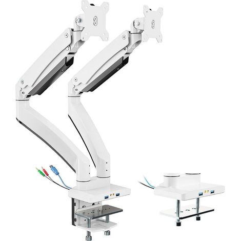 Monitorhalterung 2 Monitore 17 35 Zoll Gasfeder Alu 15 kg weiß (1/5)