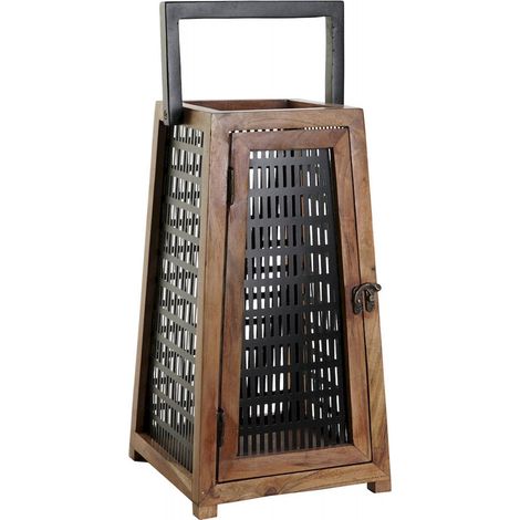 Bougeoir design épuré en bois et métal pour ambiance cosy - Noir naturel et bois chaleureux (1/5)