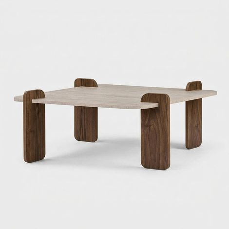 Moderner Couchtisch aus Holz 90x90 cm Marais - Beige (1/4)