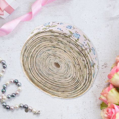 Kleines bedrucktes Blumenband für selbstgemachte Haaraccessoires (himmelblau) (1/5)