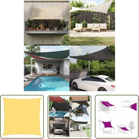 The Living Store Sonnensegel HDPE Quadratisch 2 x 2 m Beige - Sonnensegel - HDPE Sonnensegel - Quadratisches Sonnensegel - Beige Sonnensegel - Gartensonnensegel (1/5)