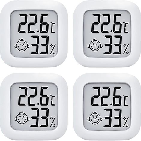 LaBlanc - Termometro igrometro per interni, 4 mini termometri digitali ad alta precisione per la casa, monitor della temperatura e misuratore di umidità, indicatore del livello di comfort per casa, uf