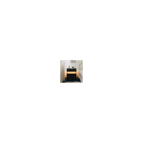 Table de chevet LED avec 3 tiroirs, panneau acrylique, rangement pratique pour chambre et salon, design luxueux et moderne - Noir et Doré (1/4)
