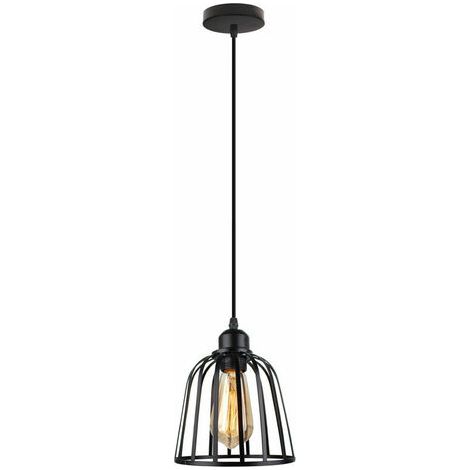 Lampada a sospensione industriale vintage E27 per camera da letto, soggiorno, cucina, lampadario in metallo - nera
