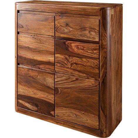 TORONTO 238 Comò in legno di sheesham - cerato / noce 100x37x111 (1/3)