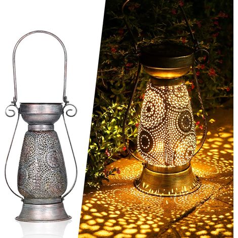 Lampe solaire rétro à motif creux extérieur