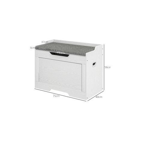 Coffre de rangement blanc 103 L avec couvercle et coussin d'assise amovible, pour salon et chambre (1/5)