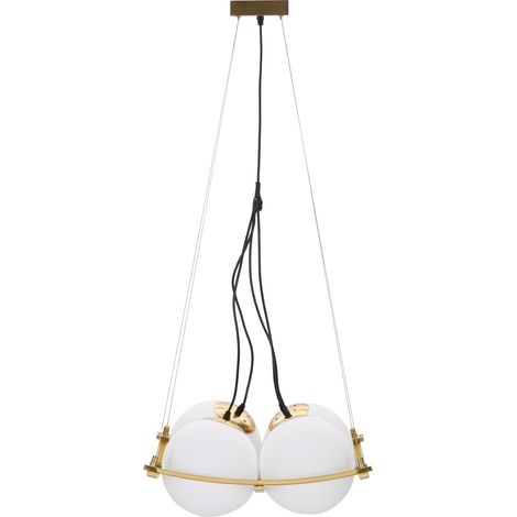 Deckenlampe Dariniti, Erforderlich: 4 Glühbirnen, Strukturfarbe Weiß, Strukturmaterial Glas, gold